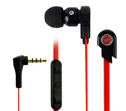 Syllable G02I In-ear Hi-Fi Earphone with Microphone for iPhone iPad Black + Red - Click Image to Close